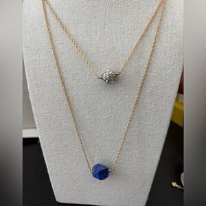 New Alexis Bittar Gold Necklace with Blue and Silver Accents